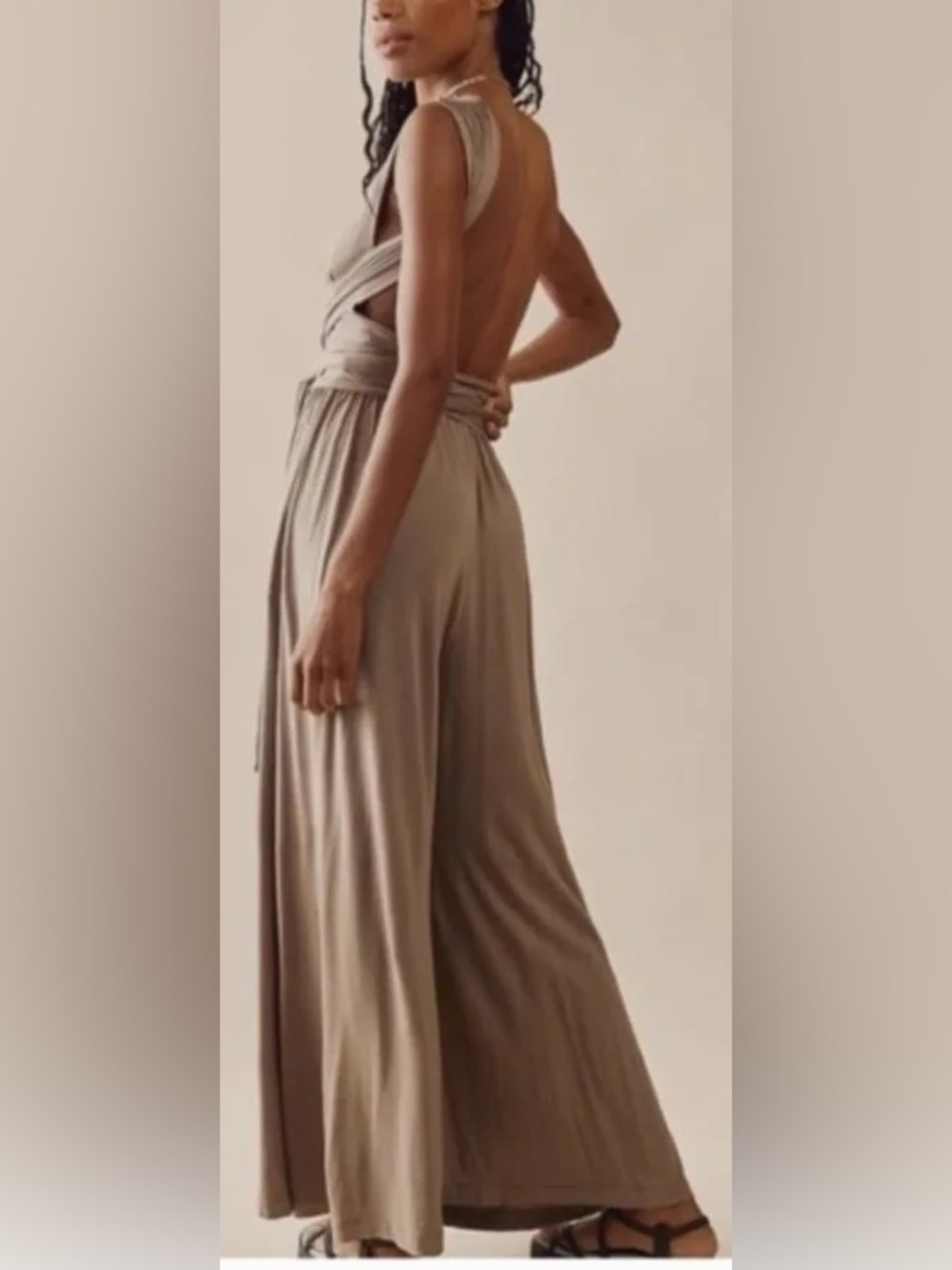Free People Beach Convertible Wide Leg Jumpsuit Chocolate Brown - Picture 9 of 11